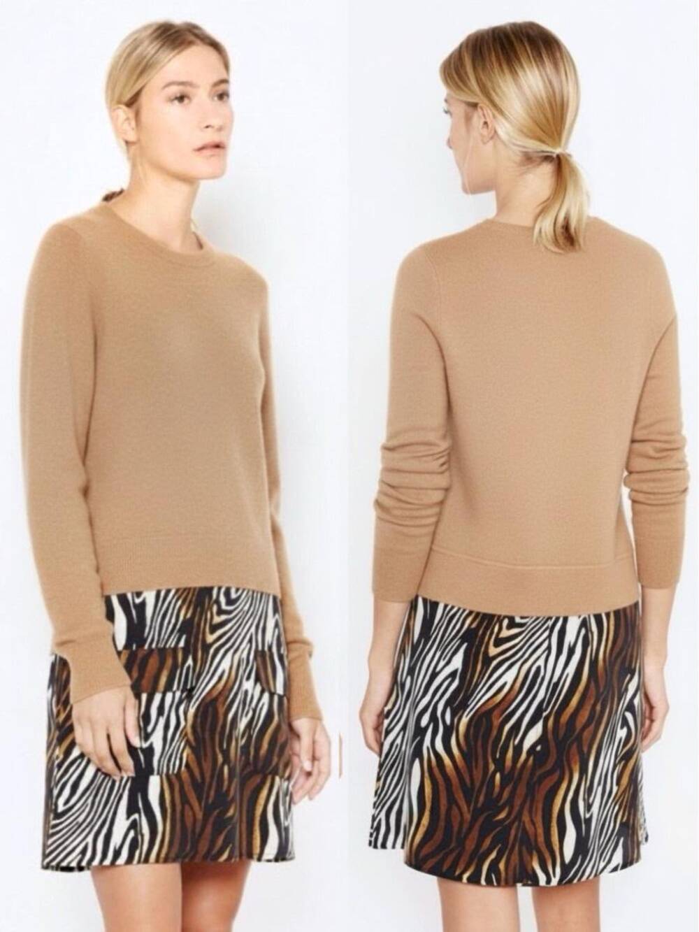 EQUIPMENT Shirley Cashmere Wool Layered Sweater Dress Size XS Animal Print